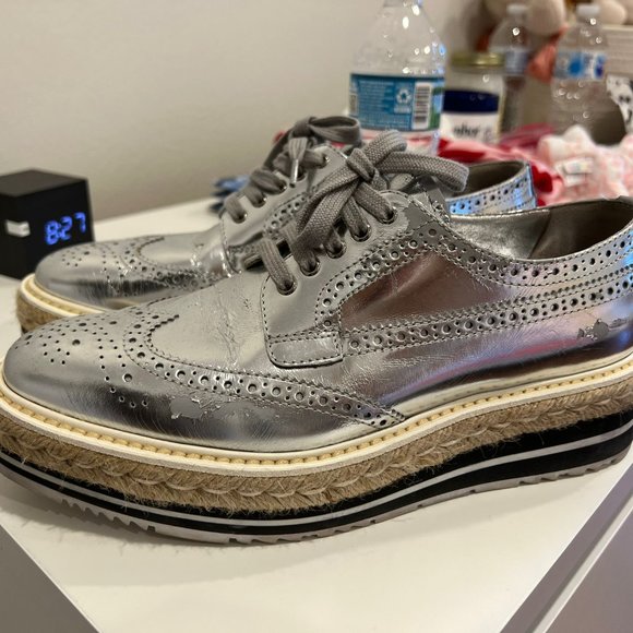 Prada Silver Platform Sneakers - Picture 3 of 7